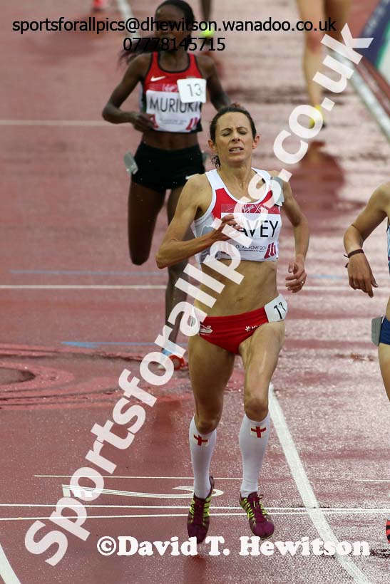 Jo Pavey (England) finishes 3rd in the womens 5000 metres at the Commonwealth Games, Glasgow. Photo: David T. Hewitson/Sports for All Pics